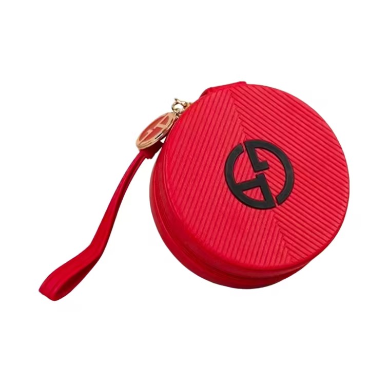 red leather cosmetic bag