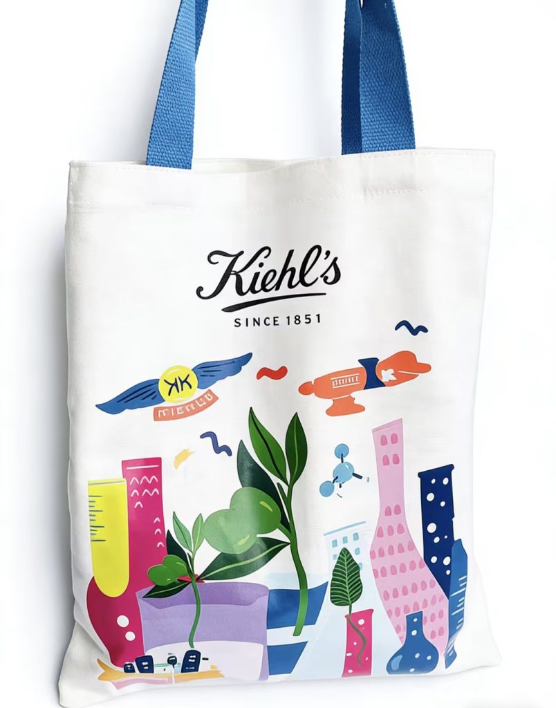 Need a large canvas bag with handles that showcases playful brand storytelling?