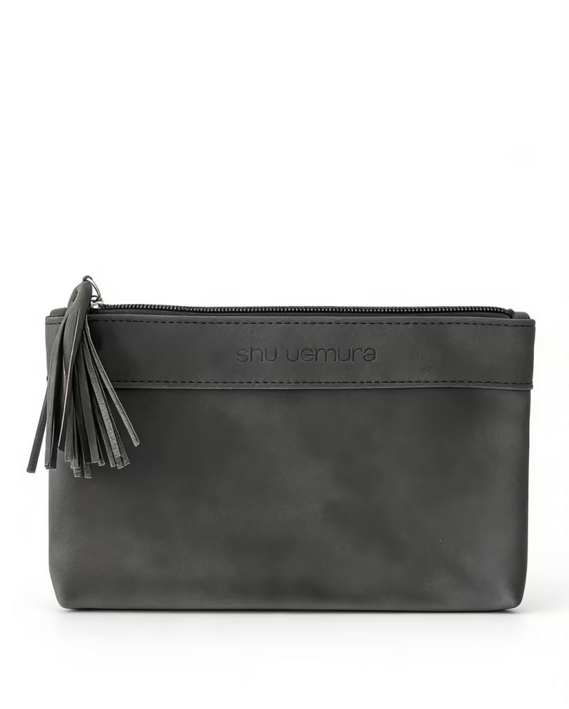 Need a textured grey clutch bag with fringe detail for your brand's urban collection?