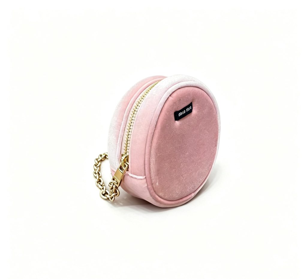 Need a miu miu makeup bag in soft pink velvet for your brand collection?