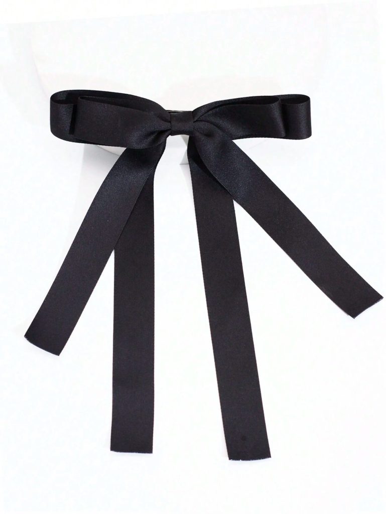 Need a black bow hair clip with dramatic double-layer ribbons for your hair accessory lineup?