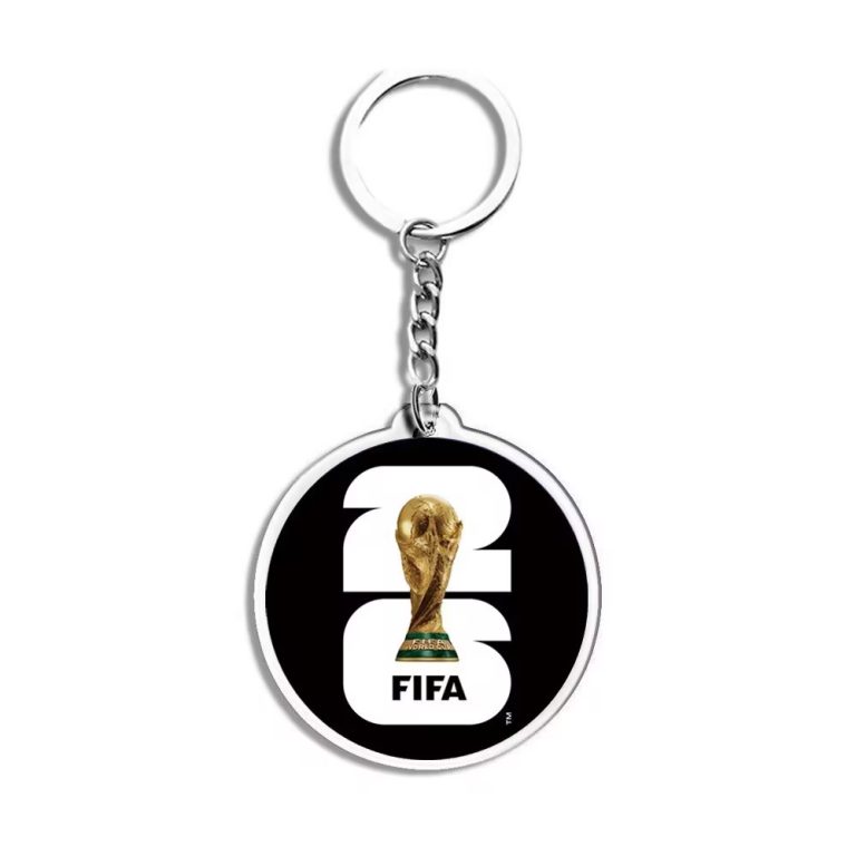 Looking for custom acrylic keychains like this 2026 World Cup design for your fan merchandise?