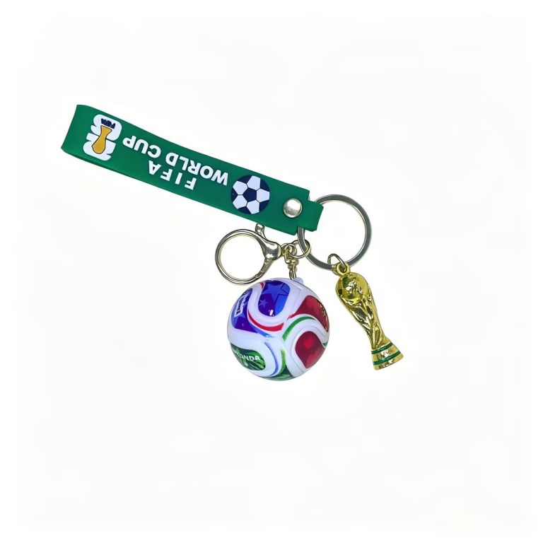 Need a fifa world cup keychain with trophy and soccer ball for your fan merchandise?